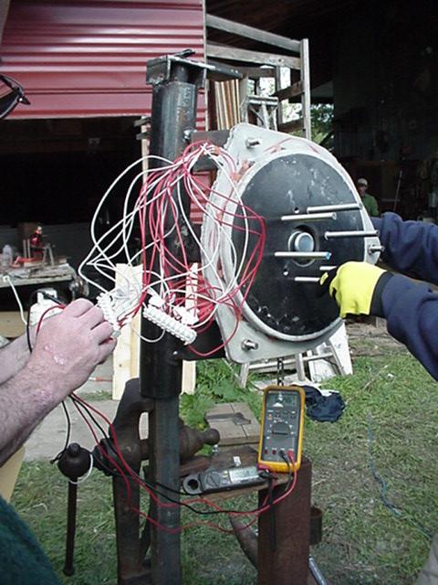 assembling and testing alternator for 12-foot wind turbine