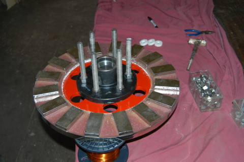 back magnet rotor bolted to hub