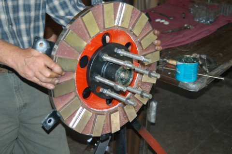 fitting back rotor to the alternator on a 17 foot wind turbine