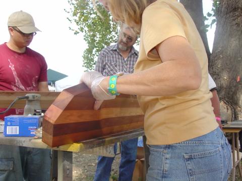 oiling the blades 