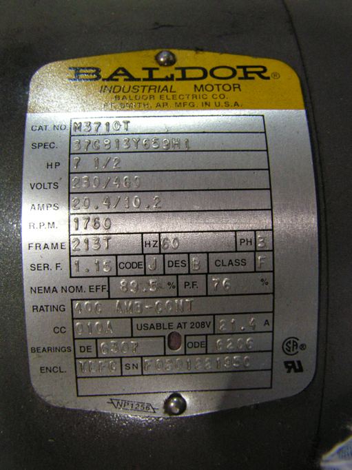 7 1/2 HP 3 Phase Baldor Motor? baldor motor wiring diagram 
