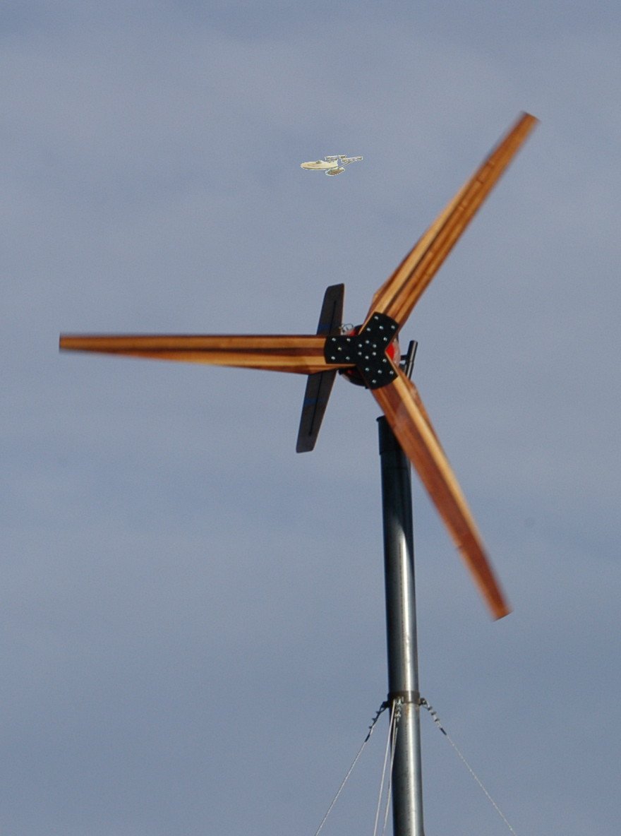 17 foot wind turbine slightly furled