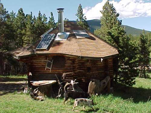 South Side of Cabin Showing Solar Panel. Shading is from treesWard 