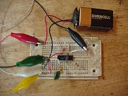 Circuit built on breadboard