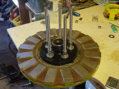 back rotor mounted to hub