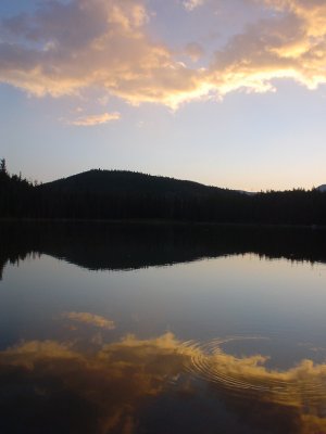 High mountain lake sunset