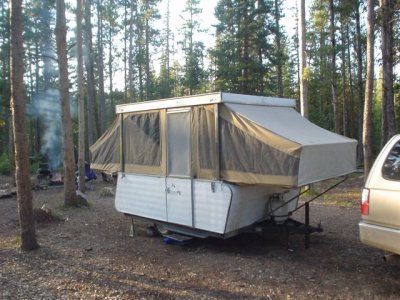 Vintage pop up camping trailer